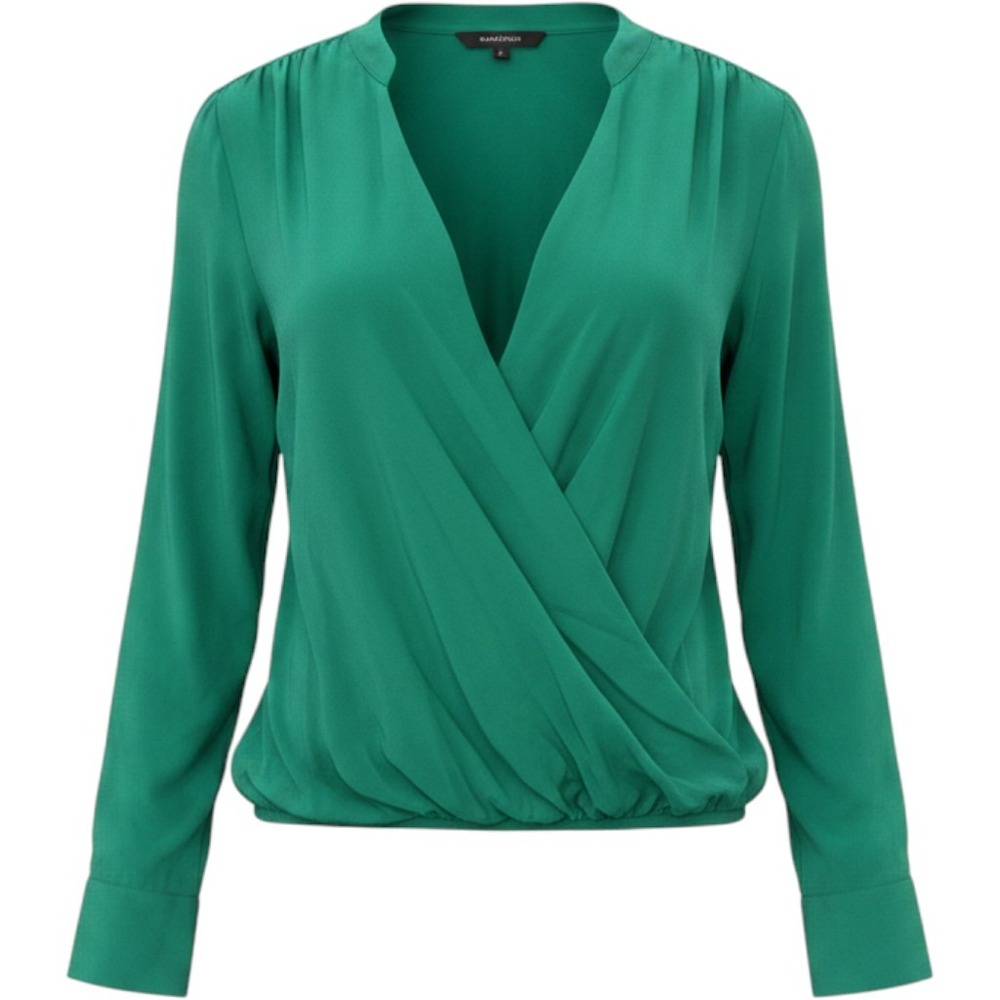 Vintage The Limited Emerald Green Surplice Wrap Blouse Long Sleeve Size L